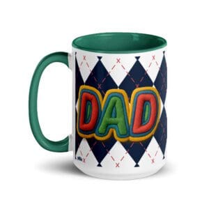 Argyle Puffy Dad Mug with Color Inside