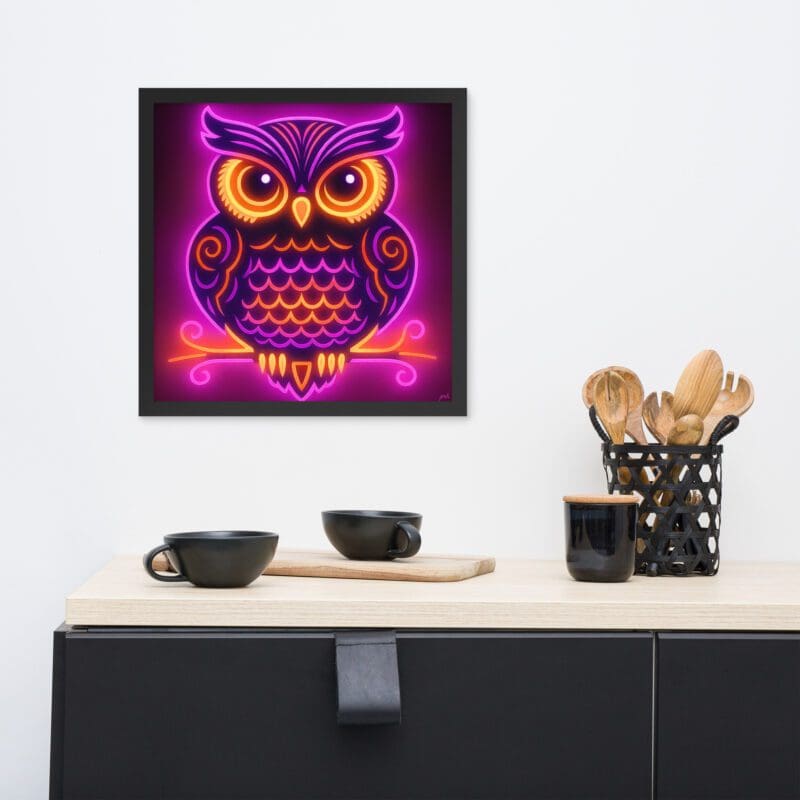 Neon Night Owl Framed poster