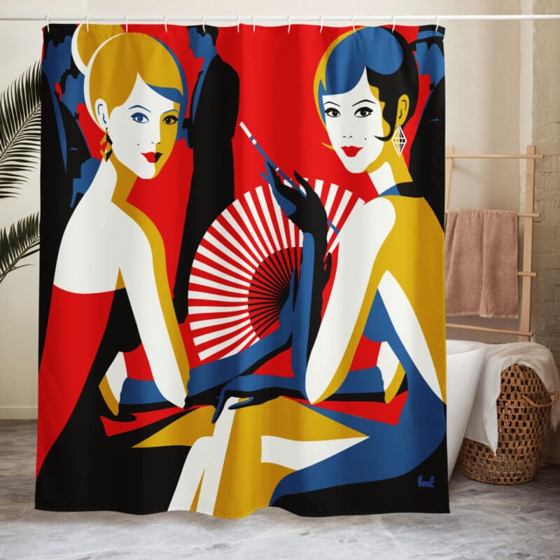 cocktail party shower curtain